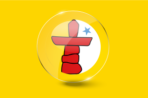 努纳武特旗帜光泽圆形按钮