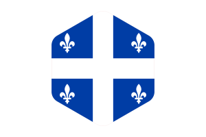 魁北克旗帜圆形六边形