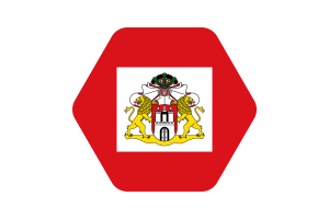 汉堡参议院旗帜插图六边形圆形