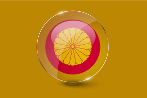 日本天皇旗帜光泽圆形按钮