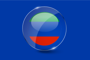 达吉斯坦旗帜光泽圆形按钮