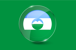 卡巴尔达-巴尔卡尔共和旗帜帜光泽圆形按钮