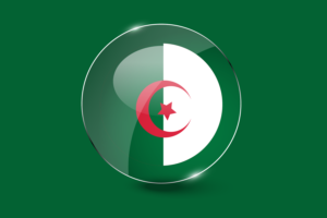 阿尔及利亚国旗光泽圆形按钮