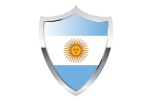 带有中世纪加热器盾牌的阿根廷国旗