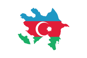 阿塞拜疆地图与国旗
