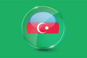 阿塞拜疆国旗光泽圆形按钮