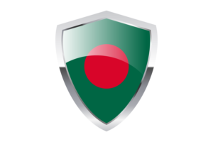 孟加拉国国旗与尖三角形盾牌