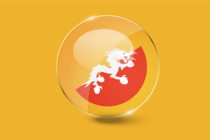 不丹国旗光泽圆形按钮