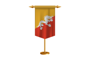 不丹国旗插图与支架