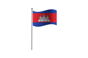 挥舞着柬埔寨国旗