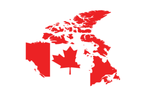 加拿大地图与国旗