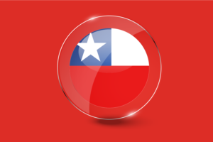 智利国旗光泽圆形按钮