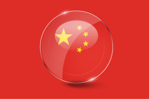 中国国旗光面圆形按钮