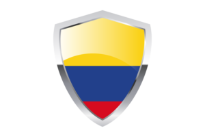 哥伦比亚国旗与尖三角形盾牌
