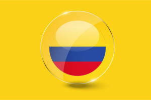 哥伦比亚国旗光泽圆形按钮