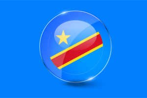 刚果国旗亮面圆形按钮