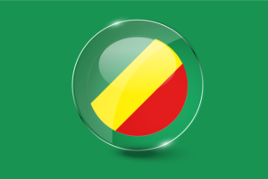 刚果布拉柴维尔旗帜光泽圆形按钮