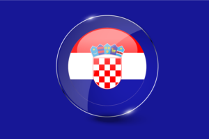 克罗地亚国旗光泽圆形按钮