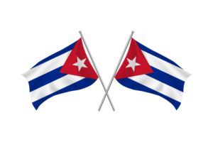 古巴挥舞友谊旗帜