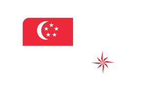 新加坡海军（法定比例） 旗帜圆角矩形矢量插图