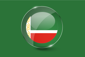 车臣共和国国旗光泽圆形按钮