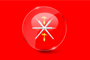 图拉州旗帜光面圆形按钮