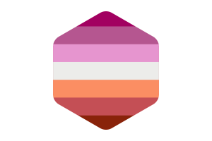 女同性恋Femme人群旗圆形六边形