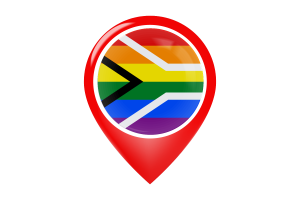 同性恋骄傲南非旗帜地图图钉图标