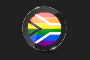 同性恋骄傲南非旗帜光泽圆形按钮