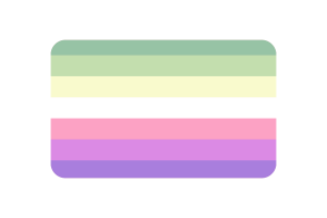Genderfae性别流体群体旗帜圆角矩形矢量插图