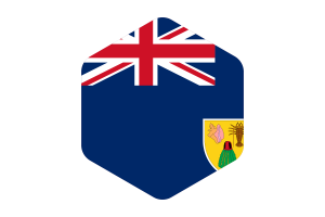 特克斯和凯科斯群岛国旗圆形六边形