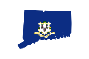 康涅狄格州地图与旗帜