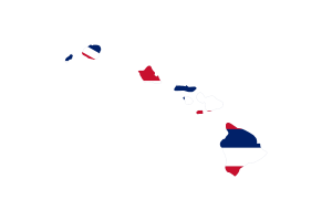 夏威夷地图与国旗