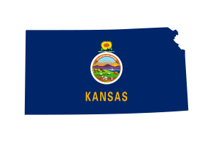 堪萨斯州地图与国旗
