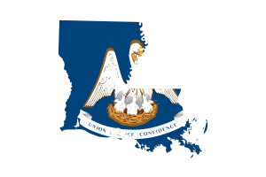 路易斯安那州地图与国旗