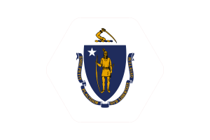 马萨诸塞州国旗矢量插图