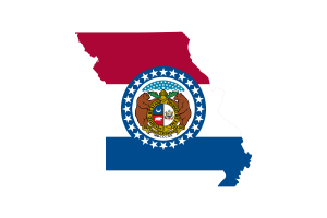 密苏里州地图与国旗