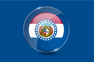 密苏里州国旗光泽圆形按钮
