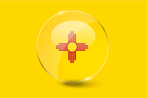 新墨西哥州国旗光泽圆形按钮