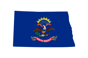 北达科他州地图与国旗