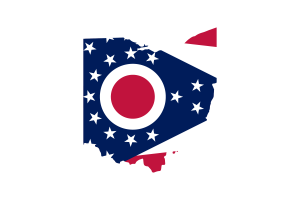 俄亥俄州地图与旗帜