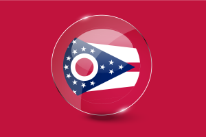 俄亥俄州旗帜光面圆形按钮