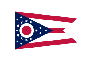 俄亥俄州国旗三角形矢量插图