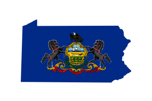 宾夕法尼亚州地图与国旗