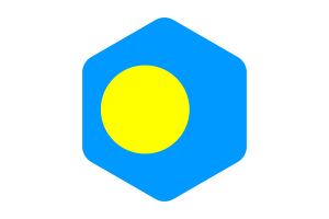 帕劳旗帜圆形六边形