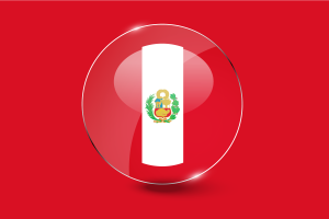 秘鲁国旗光泽圆形按钮