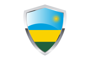 卢旺达国旗与尖三角形盾牌