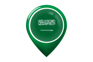 沙特阿拉伯国旗地图图钉图标