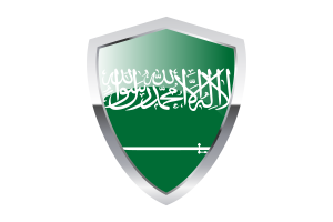 沙特阿拉伯国旗与尖三角形盾牌
