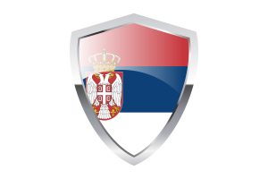 带有尖三角形盾牌的塞尔维亚国旗